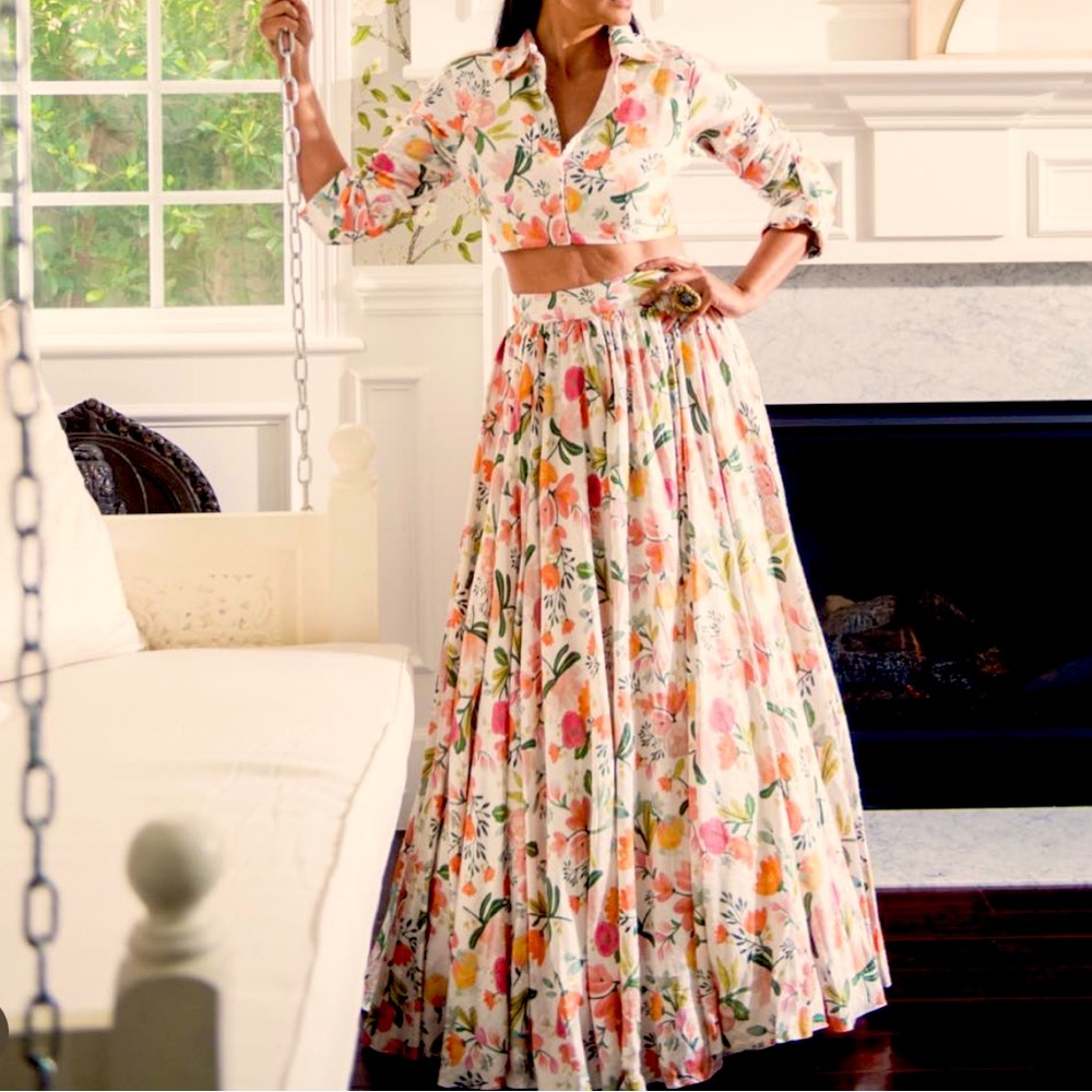 Payal Singhal Linen Floral Set 2 Piece